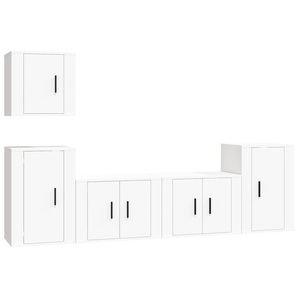 Set di Mobili Porta TV 5 pz Bianco in Legno Multistrato - homemem39