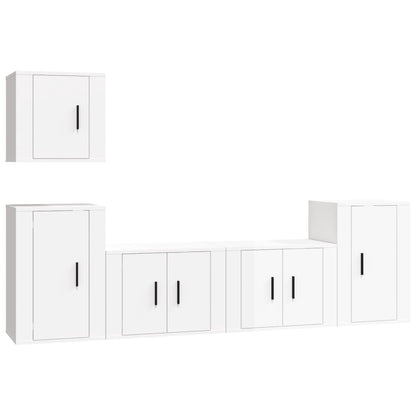 Set di Mobili Porta TV 5 pz Bianco Lucido in Legno Multistrato - homemem39