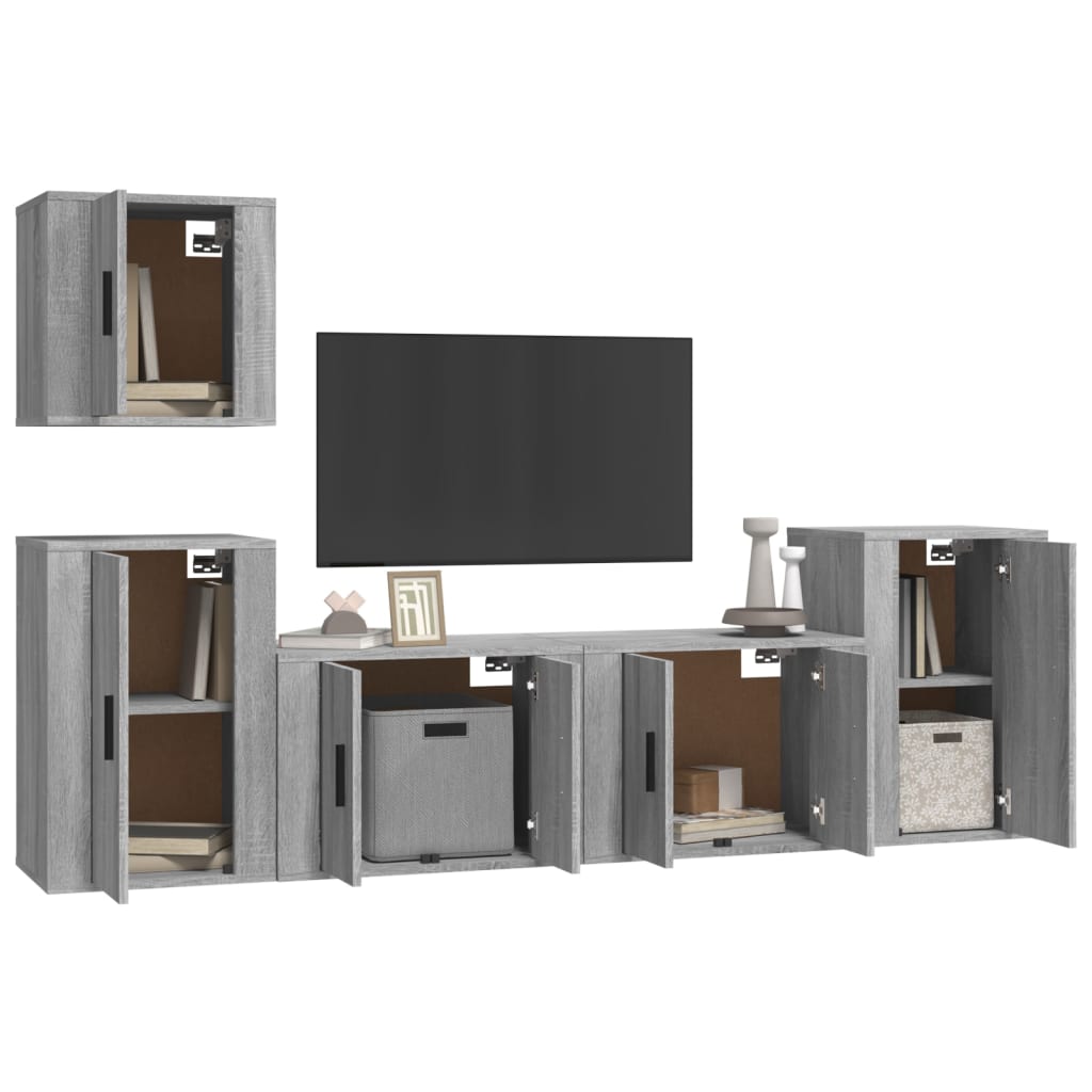 Set di Mobili Porta TV 5 pz Grigio Sonoma in Legno Multistrato - homemem39