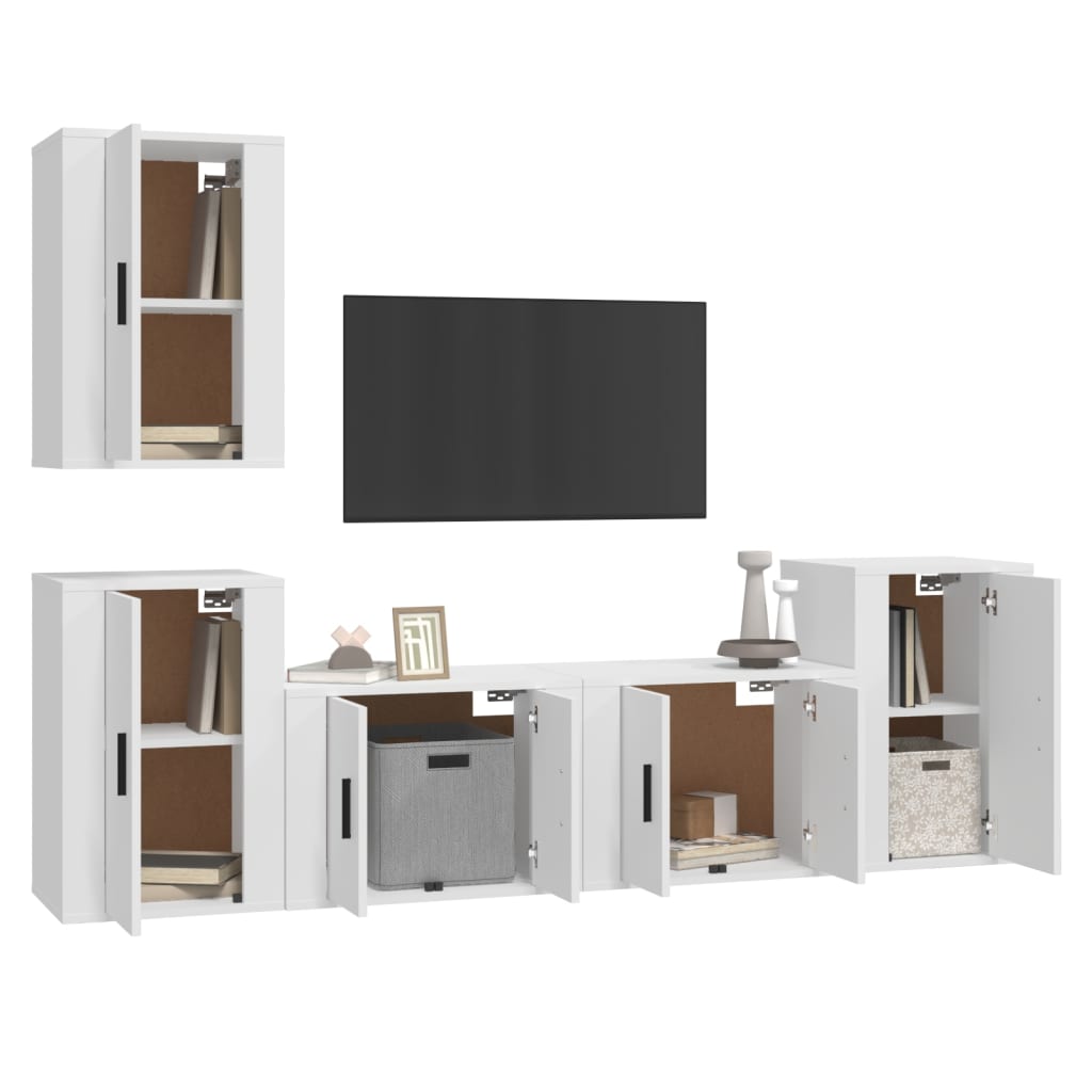 Set di Mobili Porta TV 5 pz Bianco in Legno Multistrato - homemem39