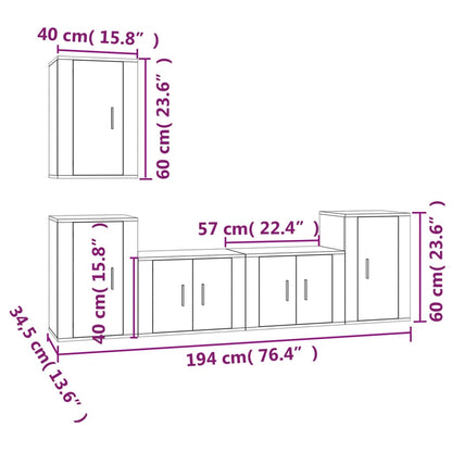 Set di Mobili Porta TV 5 pz Bianco in Legno Multistrato - homemem39