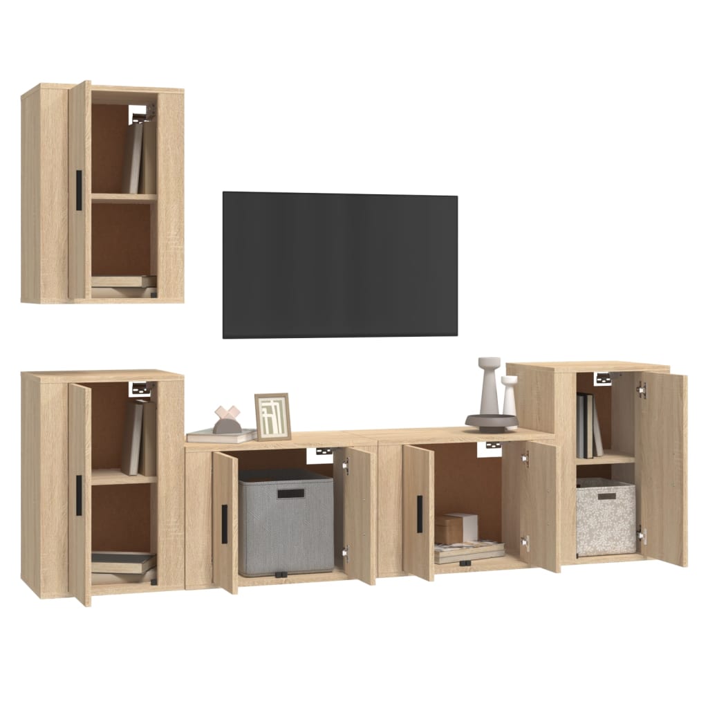 Set di Mobili Porta TV 5 pz Rovere Sonoma in Legno Multistrato - homemem39