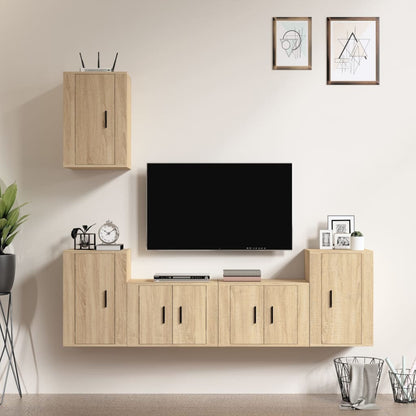 Set di Mobili Porta TV 5 pz Rovere Sonoma in Legno Multistrato - homemem39