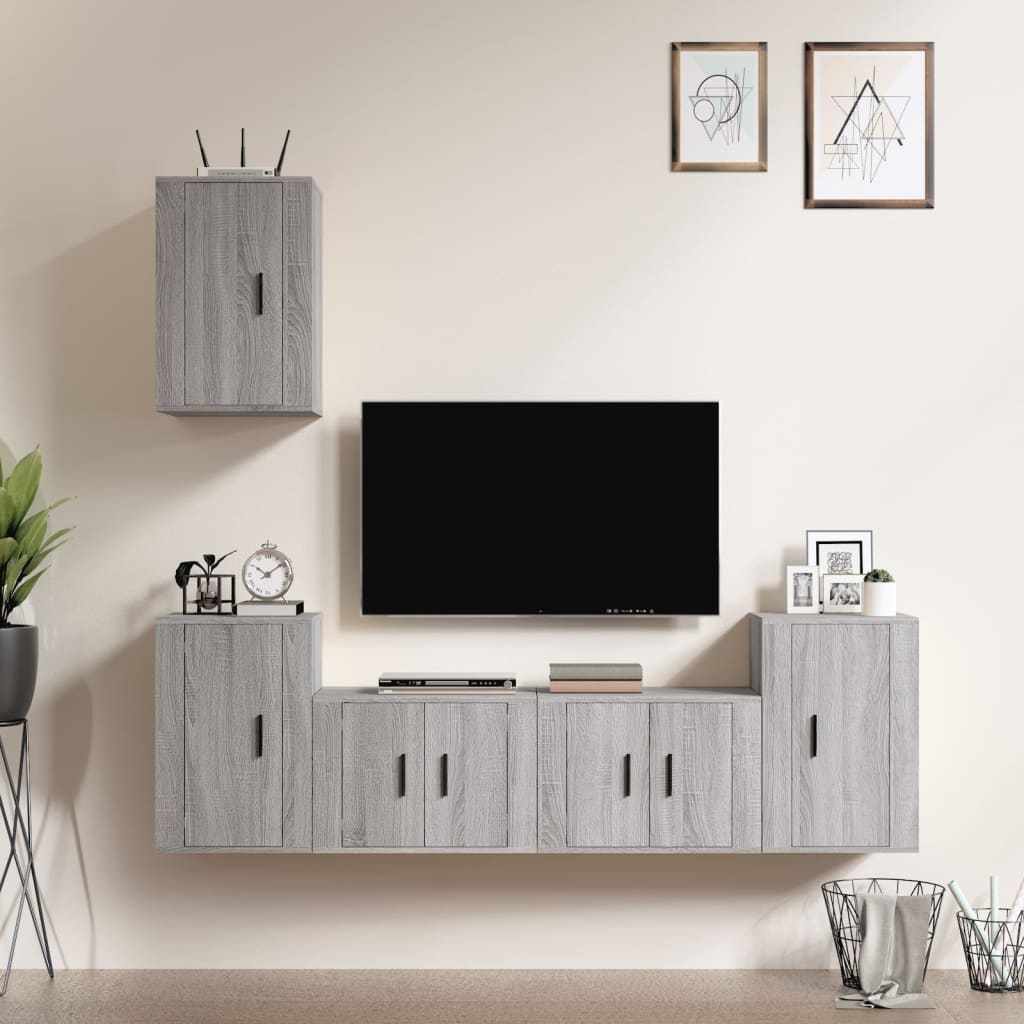 Set di Mobili Porta TV 5 pz Grigio Sonoma in Legno Multistrato - homemem39