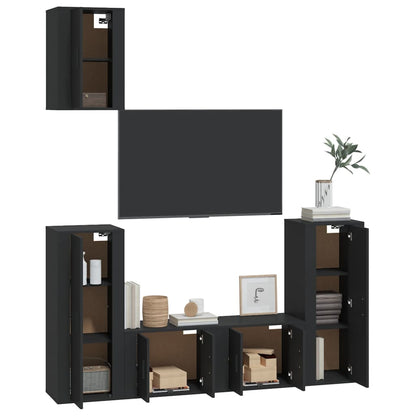 Set di Mobili Porta TV 5 pz Nero in Legno Multistrato - homemem39