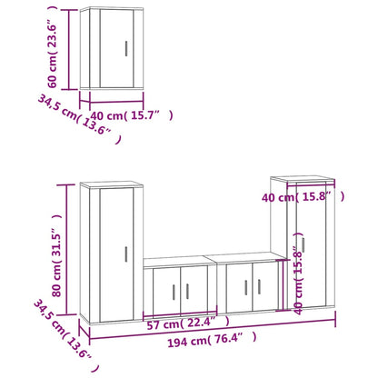 Set di Mobili Porta TV 5 pz Nero in Legno Multistrato - homemem39