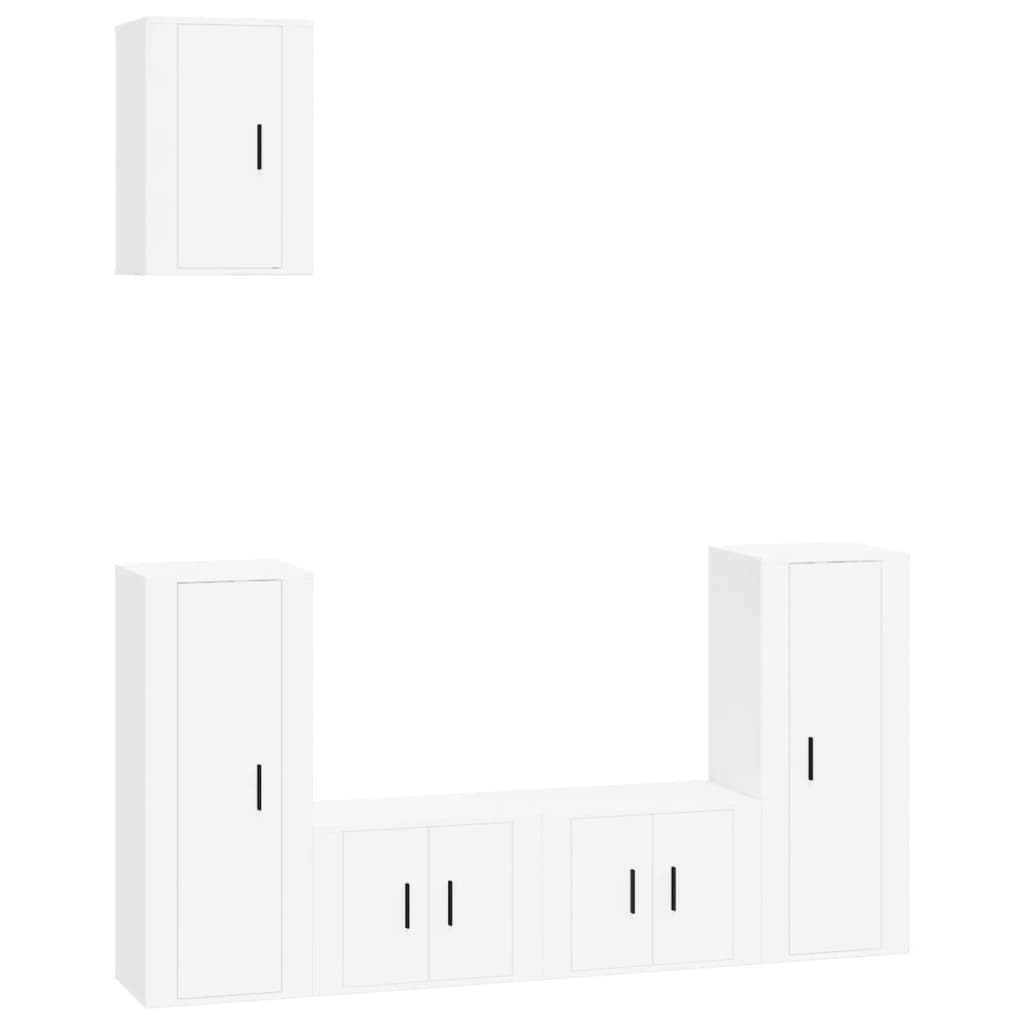 Set di Mobili Porta TV 5 pz Bianco Lucido in Legno Multistrato - homemem39