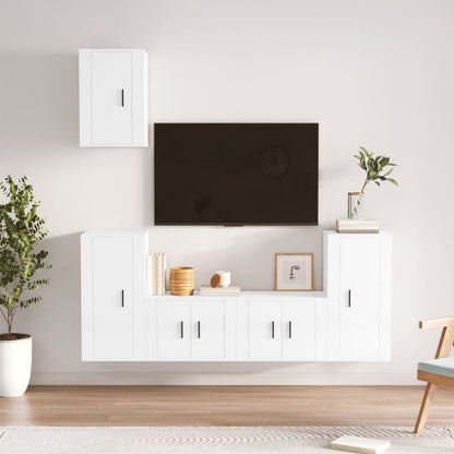 Set di Mobili Porta TV 5 pz Bianco Lucido in Legno Multistrato - homemem39