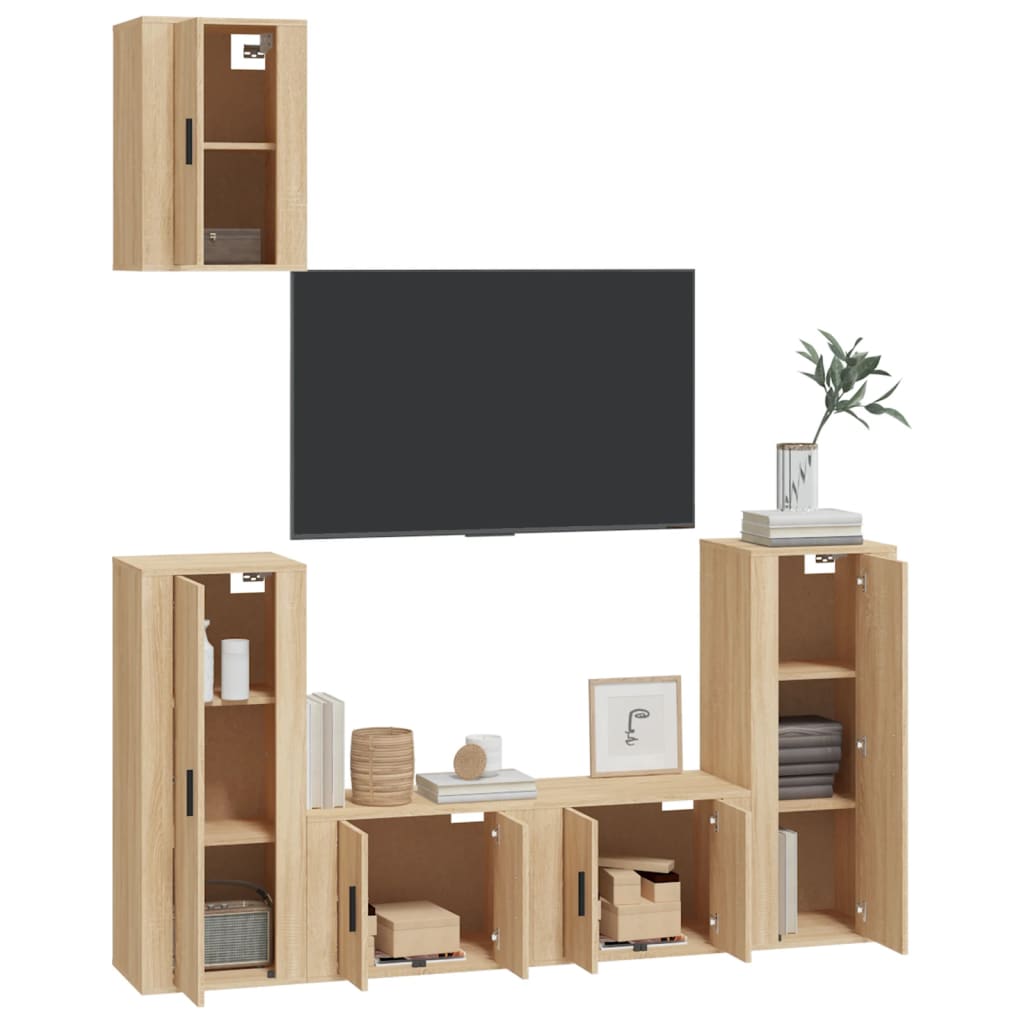 Set di Mobili Porta TV 5 pz Rovere Sonoma in Legno Multistrato - homemem39