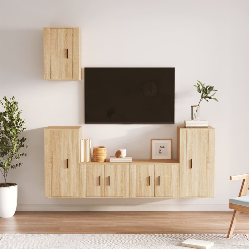 Set di Mobili Porta TV 5 pz Rovere Sonoma in Legno Multistrato - homemem39