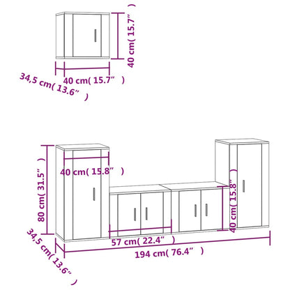 Set di Mobili Porta TV 5 pz Bianco in Legno Multistrato - homemem39