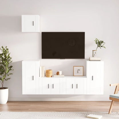 Set di Mobili Porta TV 5 pz Bianco in Legno Multistrato - homemem39