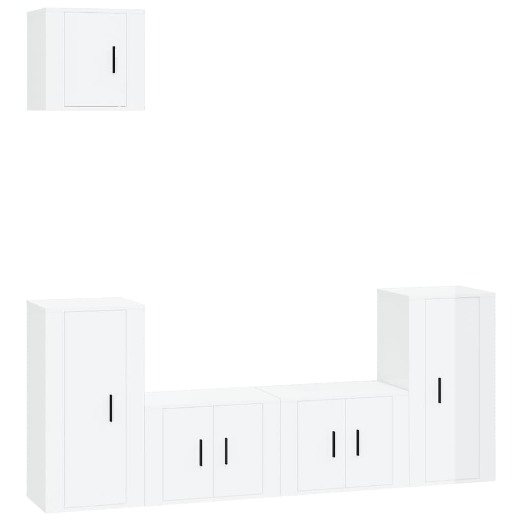 Set di Mobili Porta TV 5 pz Bianco Lucido in Legno Multistrato - homemem39