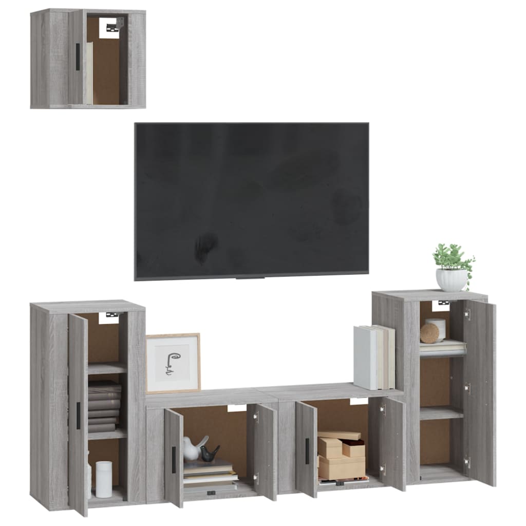 Set di Mobili Porta TV 5 pz Grigio Sonoma in Legno Multistrato - homemem39