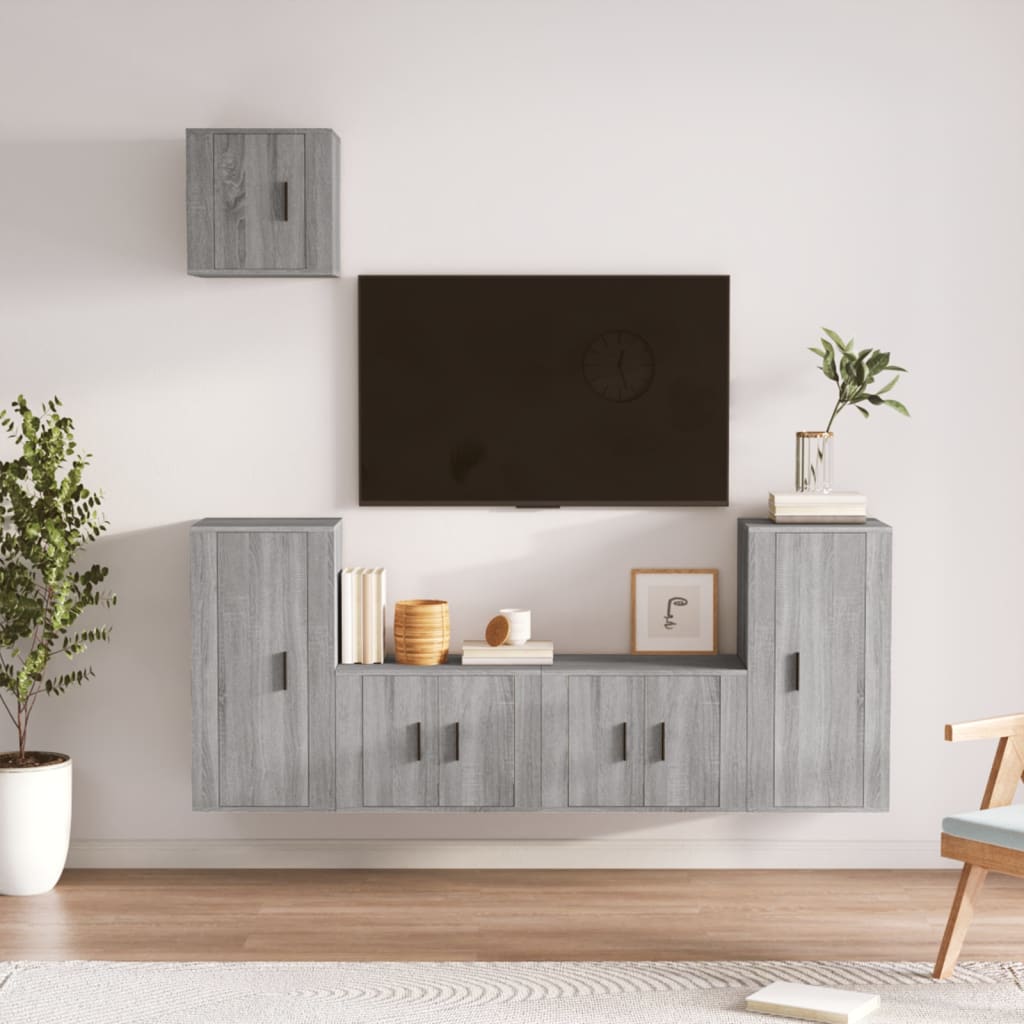 Set di Mobili Porta TV 5 pz Grigio Sonoma in Legno Multistrato - homemem39