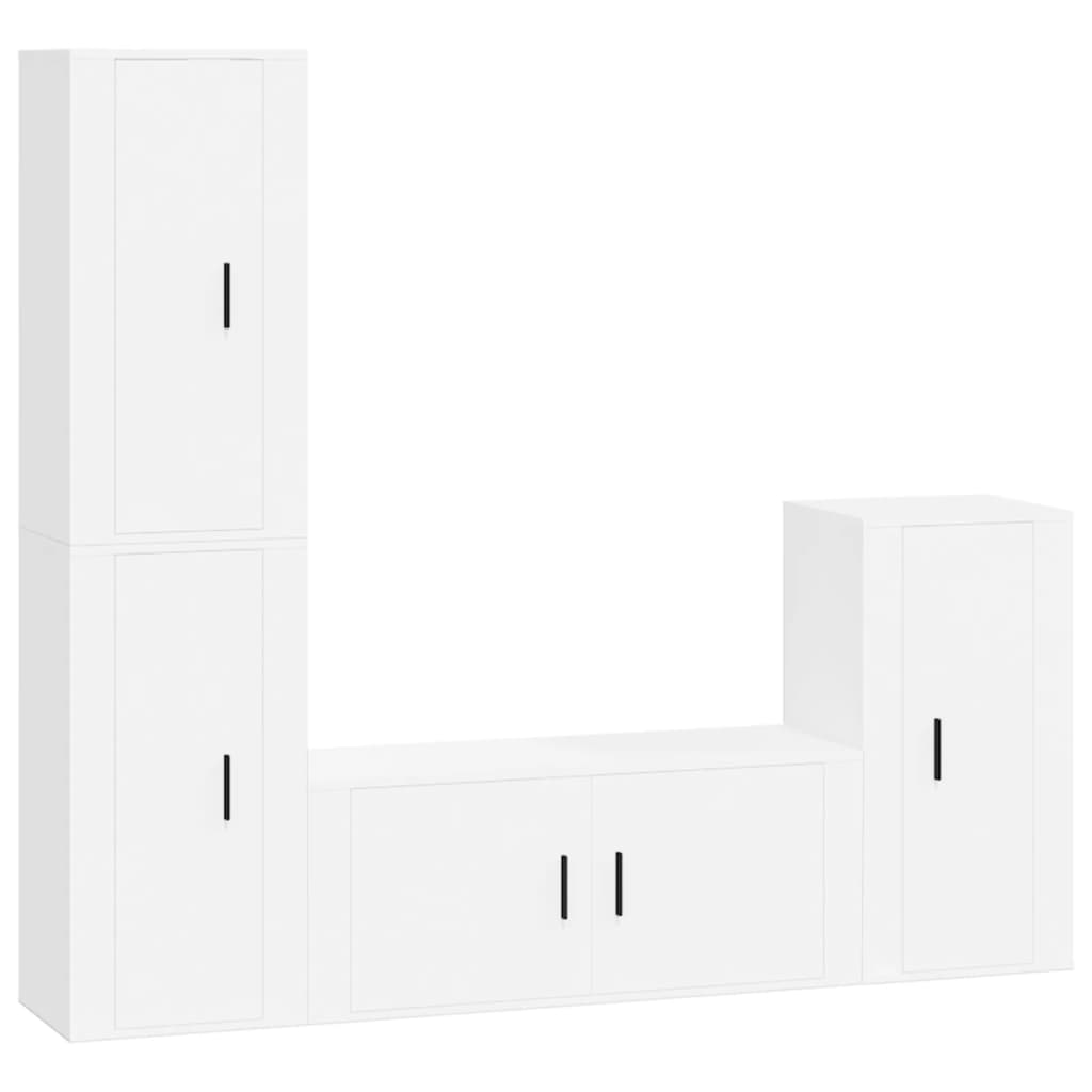 Set di Mobili Porta TV 4 pz Bianco in Legno Multistrato - homemem39