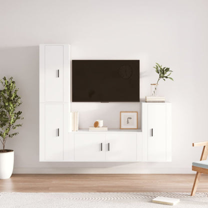 Set di Mobili Porta TV 4 pz Bianco in Legno Multistrato - homemem39