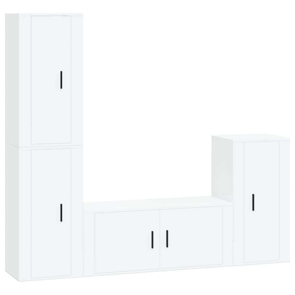 Set di Mobili Porta TV 4 pz Bianco Lucido in Legno Multistrato - homemem39