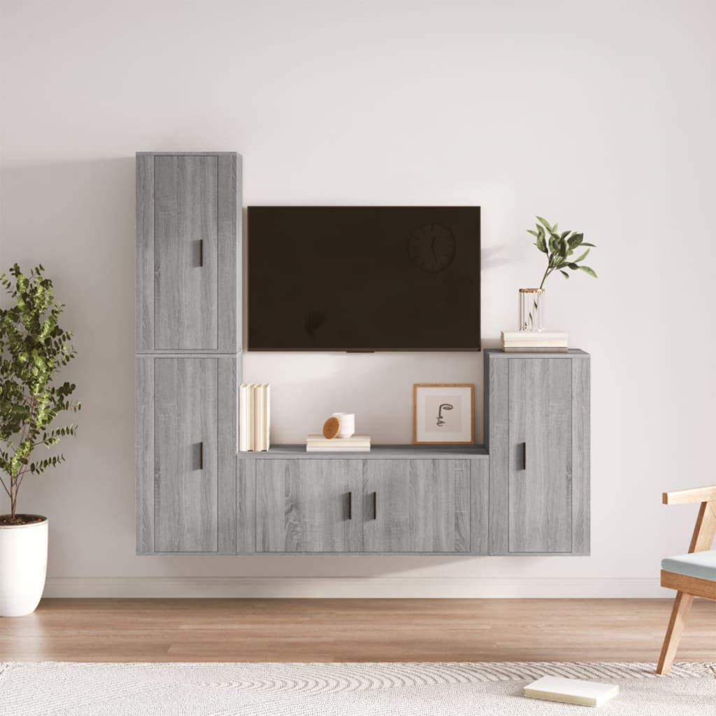 Set di Mobili Porta TV 4 pz Grigio Sonoma in Legno Multistrato - homemem39