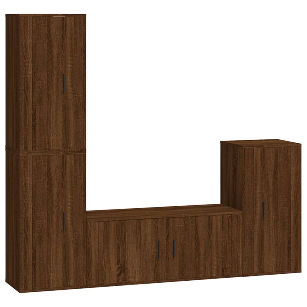 Set Mobili Porta TV 4 pz Rovere Marrone in Legno Multistrato - homemem39