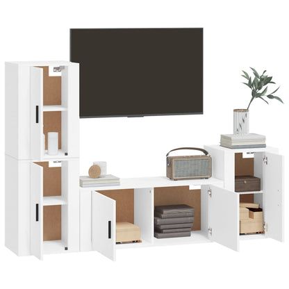 Set di Mobili Porta TV 4 pz Bianco in Legno Multistrato - homemem39