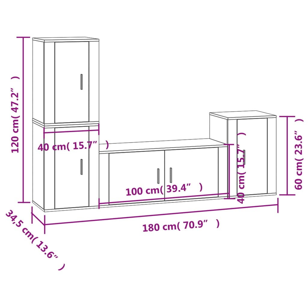 Set di Mobili Porta TV 4 pz Bianco in Legno Multistrato - homemem39