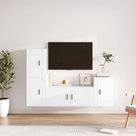 Set di Mobili Porta TV 4 pz Bianco in Legno Multistrato - homemem39