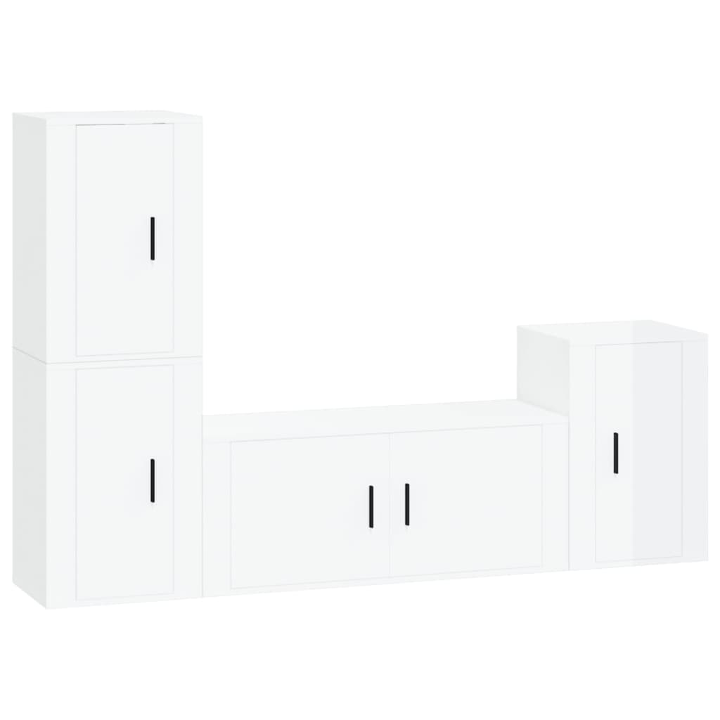 Set di Mobili Porta TV 4 pz Bianco Lucido in Legno Multistrato - homemem39