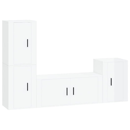 Set di Mobili Porta TV 4 pz Bianco Lucido in Legno Multistrato - homemem39