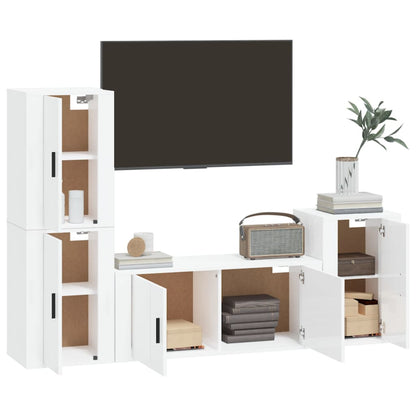 Set di Mobili Porta TV 4 pz Bianco Lucido in Legno Multistrato - homemem39