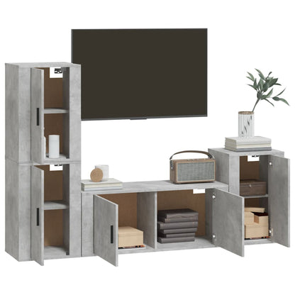 Set di Mobili Porta TV 4 pz Grigio Cemento in Legno Multistrato - homemem39