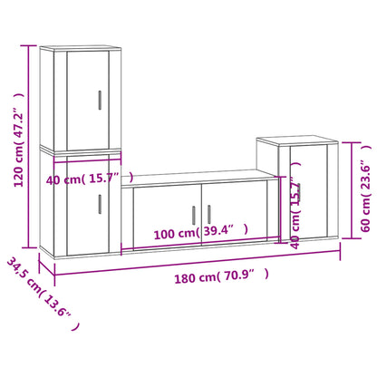 Set di Mobili Porta TV 4 pz Grigio Cemento in Legno Multistrato - homemem39