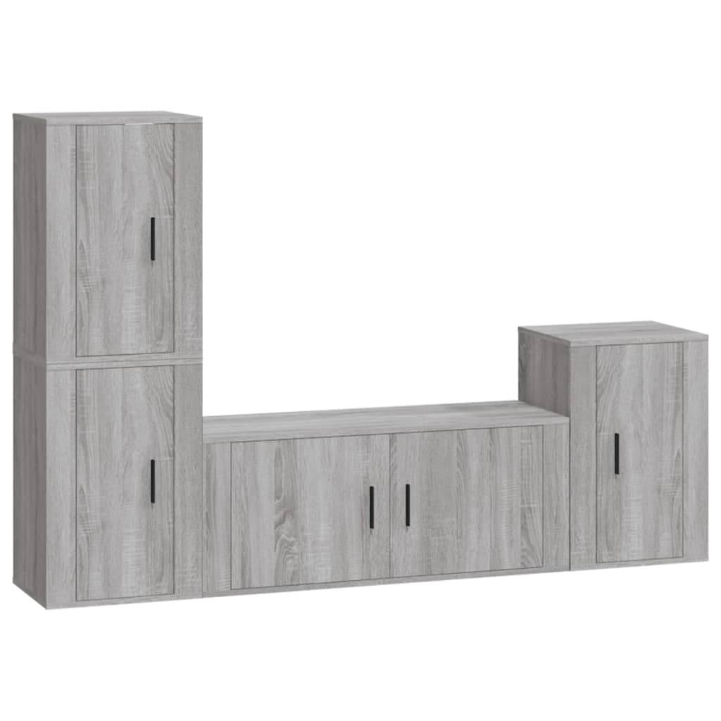 Set di Mobili Porta TV 4 pz Grigio Sonoma in Legno Multistrato - homemem39