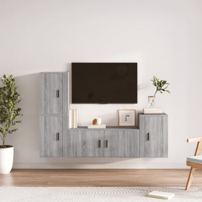 Set di Mobili Porta TV 4 pz Grigio Sonoma in Legno Multistrato - homemem39