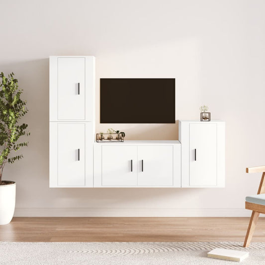 Set di Mobili Porta TV 4 pz Bianco in Legno Multistrato - homemem39