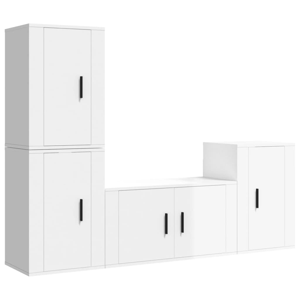 Set di Mobili Porta TV 4 pz Bianco Lucido in Legno Multistrato - homemem39