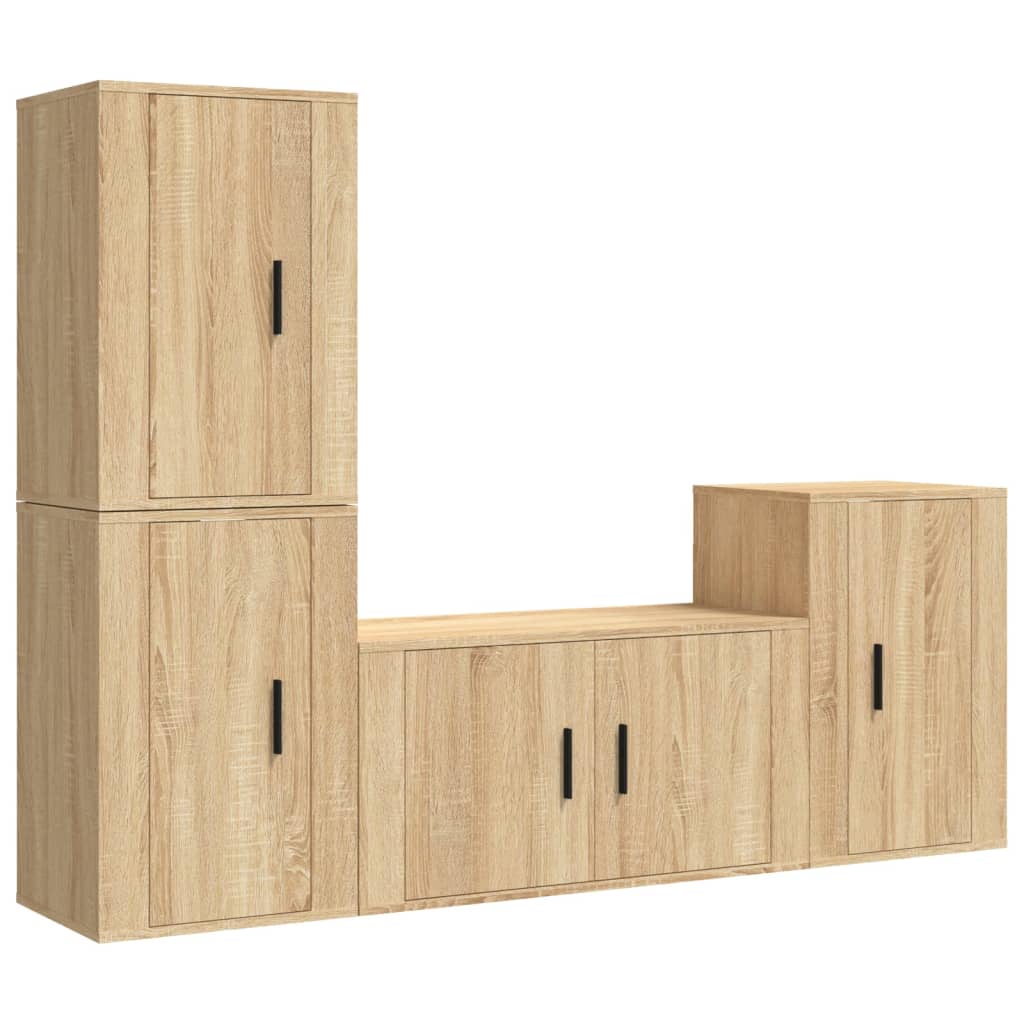 Set di Mobili Porta TV 4 pz Rovere Sonoma in Legno Multistrato - homemem39