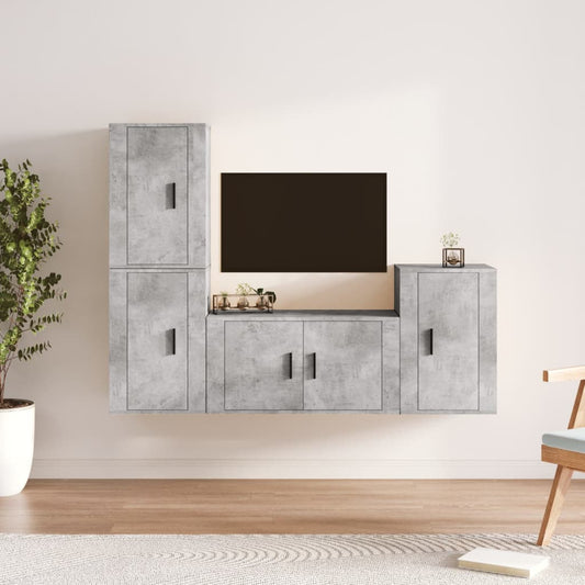 Set di Mobili Porta TV 4 pz Grigio Cemento in Legno Multistrato - homemem39