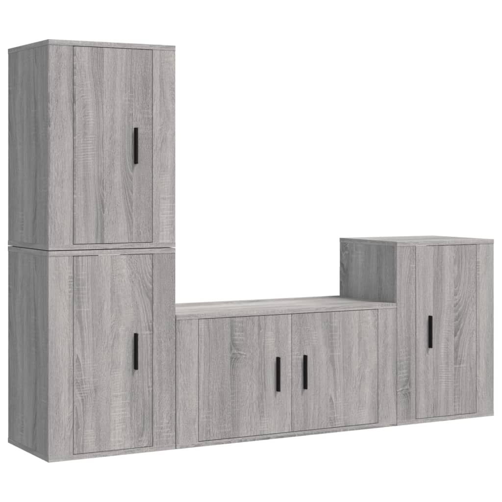 Set di Mobili Porta TV 4 pz Grigio Sonoma in Legno Multistrato - homemem39