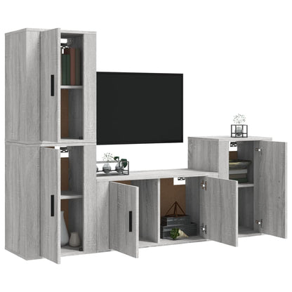 Set di Mobili Porta TV 4 pz Grigio Sonoma in Legno Multistrato - homemem39