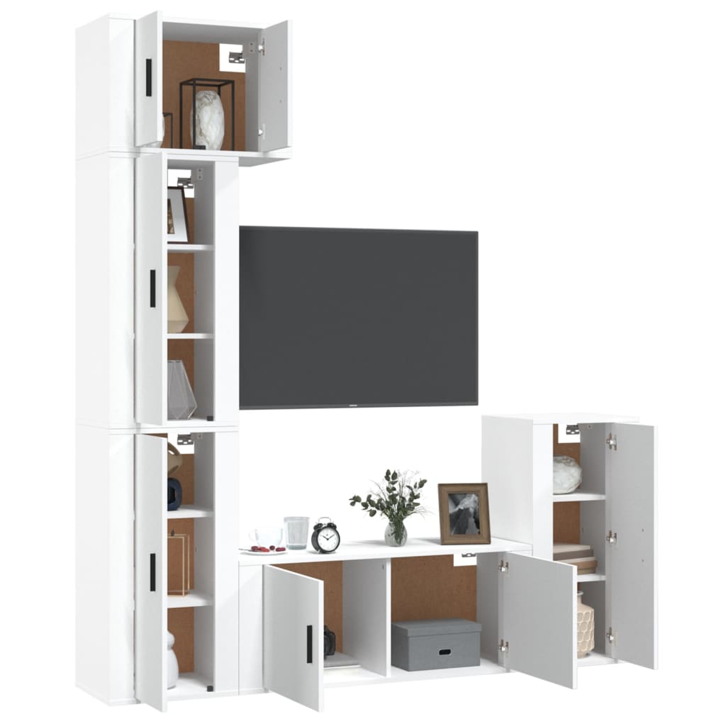 Set di Mobili Porta TV 5 pz Bianco in Legno Multistrato - homemem39