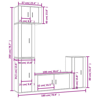 Set di Mobili Porta TV 5 pz Bianco in Legno Multistrato - homemem39