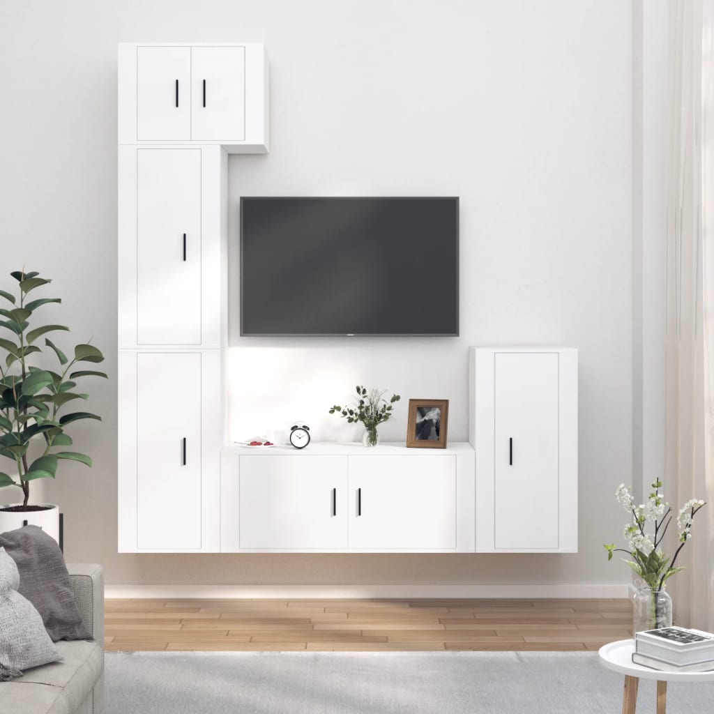 Set di Mobili Porta TV 5 pz Bianco in Legno Multistrato - homemem39