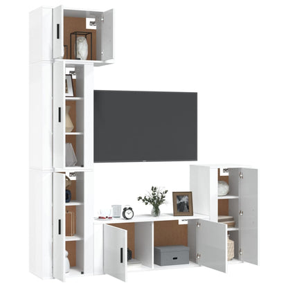 Set di Mobili Porta TV 5 pz Bianco Lucido in Legno Multistrato - homemem39