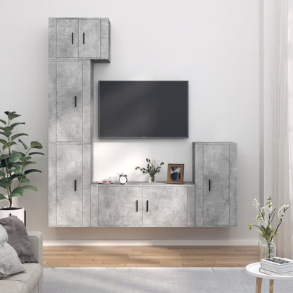 Set di Mobili Porta TV 5 pz Grigio Cemento in Legno Multistrato - homemem39