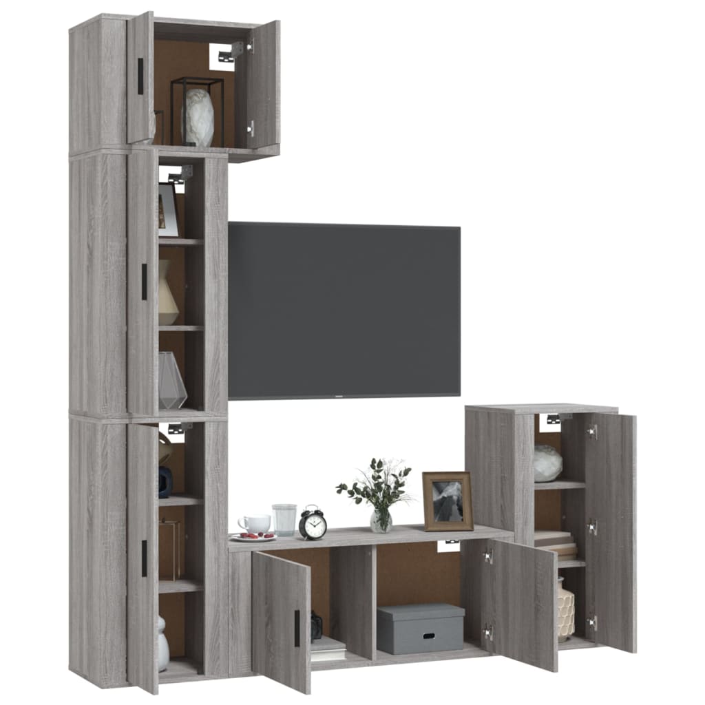 Set di Mobili Porta TV 5 pz Grigio Sonoma in Legno Multistrato - homemem39