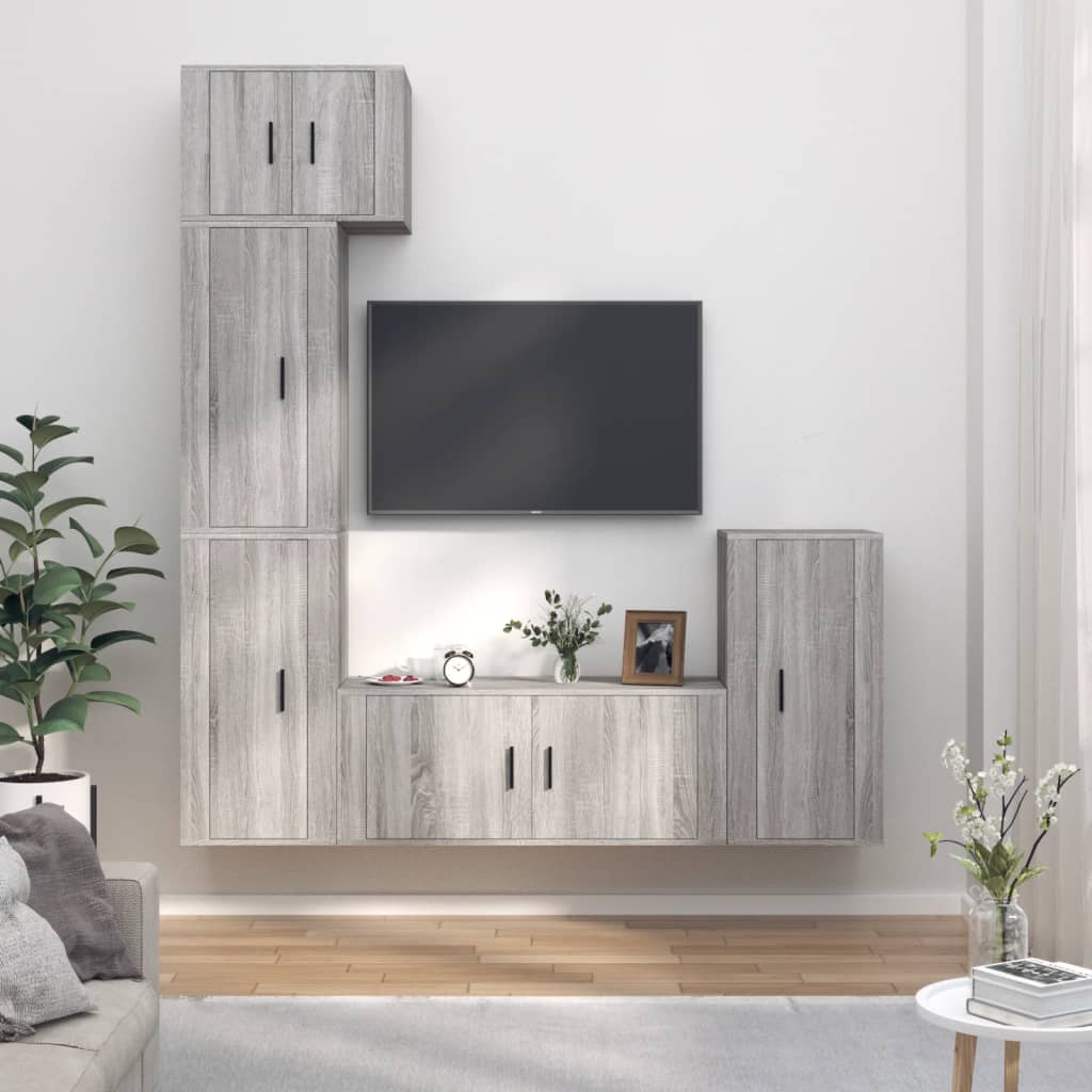 Set di Mobili Porta TV 5 pz Grigio Sonoma in Legno Multistrato - homemem39