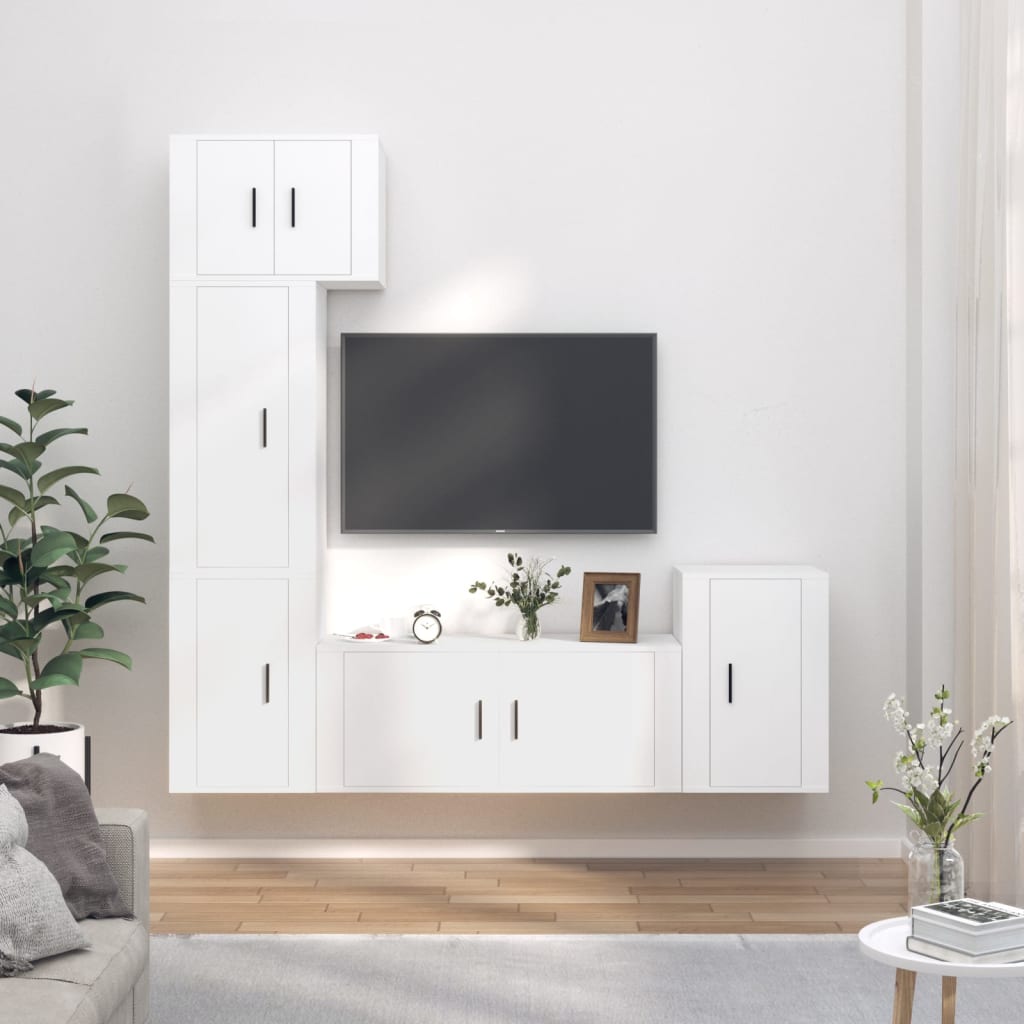 Set di Mobili Porta TV 5 pz Bianco in Legno Multistrato - homemem39