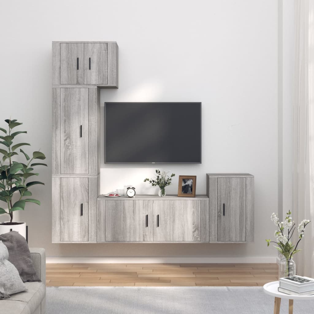 Set di Mobili Porta TV 5 pz Grigio Sonoma in Legno Multistrato - homemem39