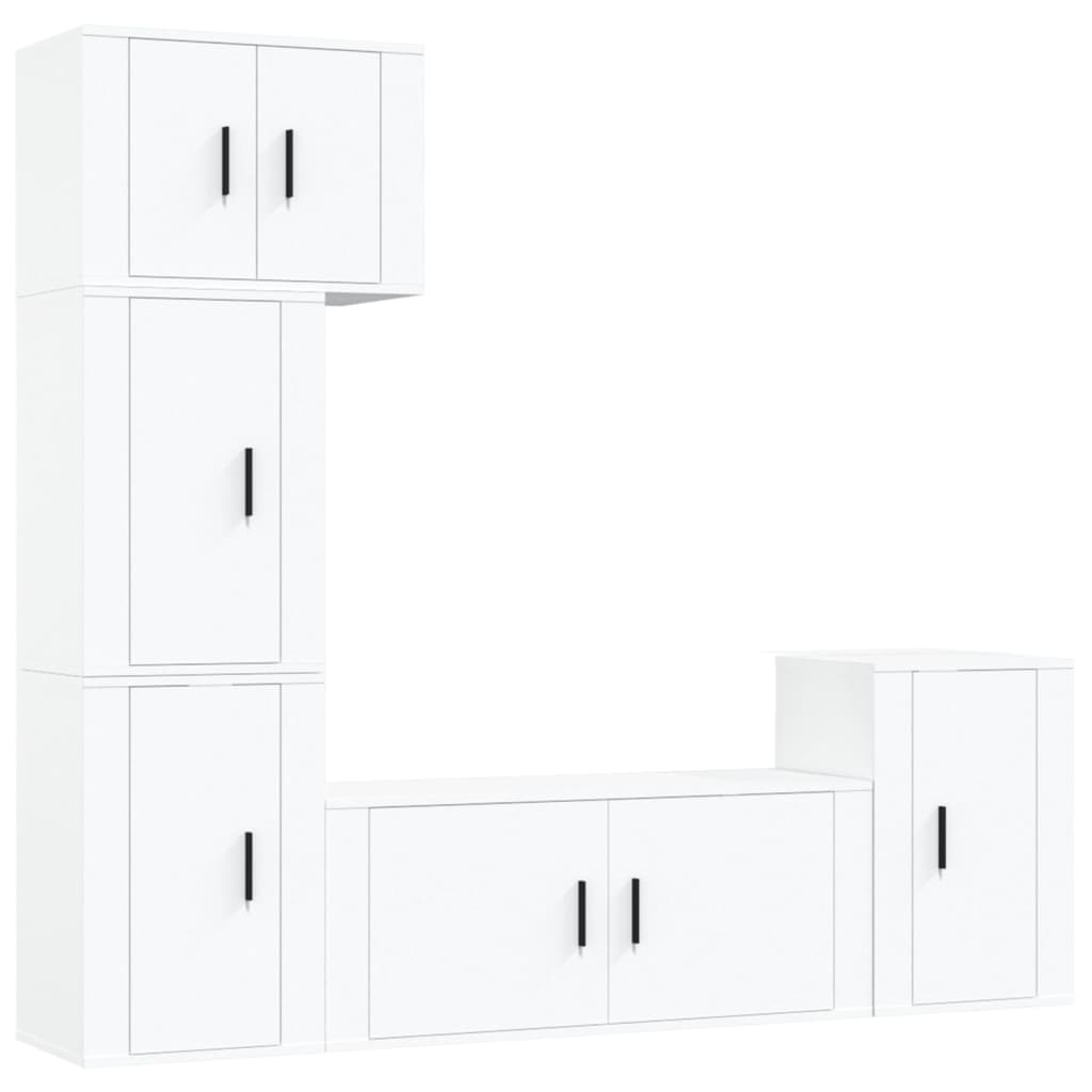 Set di Mobili Porta TV 5 pz Bianco in Legno Multistrato - homemem39